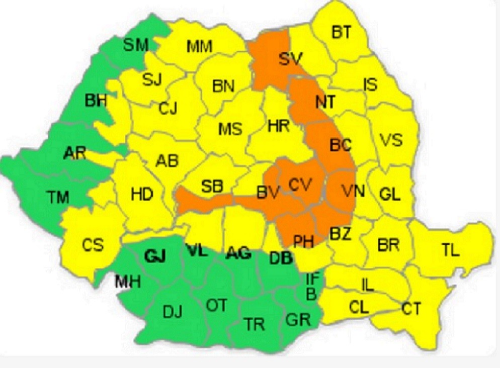 Atenționare meteorologică – cod portocaliu Atenționare meteorologică – cod portocaliu