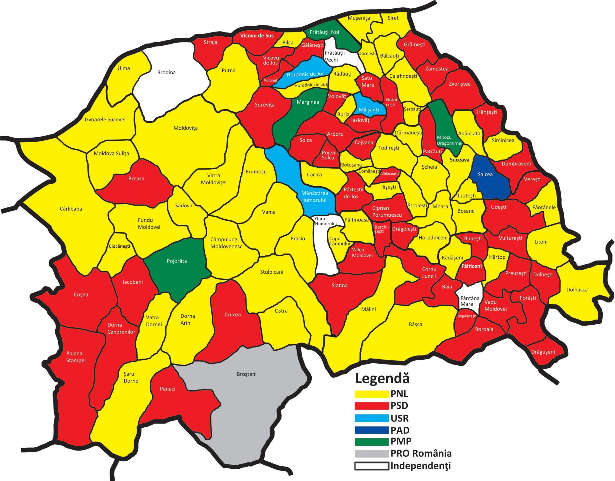 6 partide și patru candidați independenți au câștigat cele 114 mandate de primar din județul Suceava 6 partide și patru candidați independenți au câștigat cele 114 mandate de primar din județul Suceava