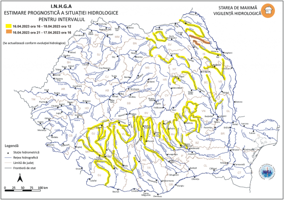 Cod galben hidrologic pe râuri și afluenți din județul Suceava, până marți la prânz Cod galben hidrologic pe râuri și afluenți din județul Suceava, până marți la prânz