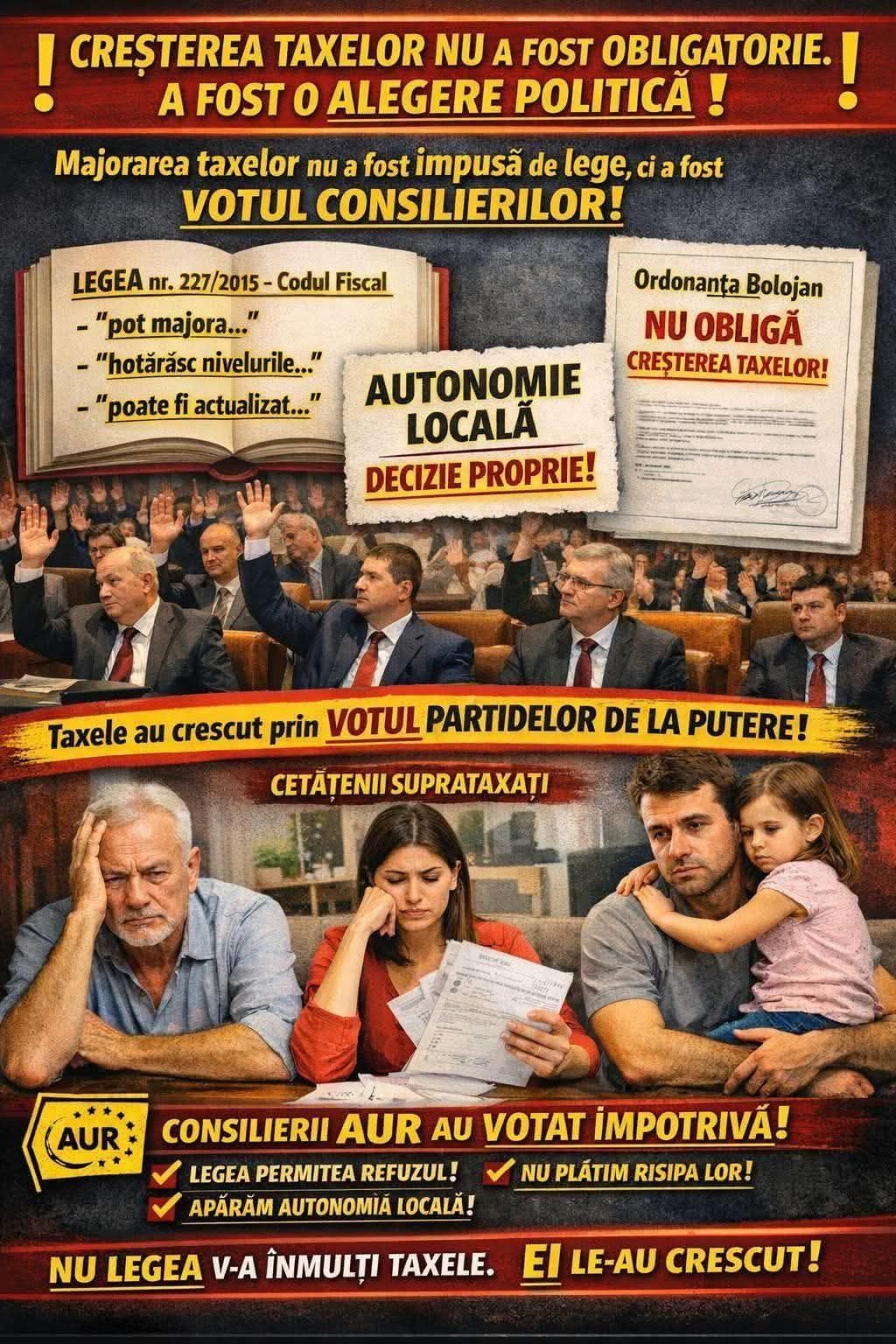 AUR a inițiat procedura de suspendare în instanță a hotărârilor de mărire a taxelor locale AUR a inițiat procedura de suspendare în instanță a hotărârilor de mărire a taxelor locale